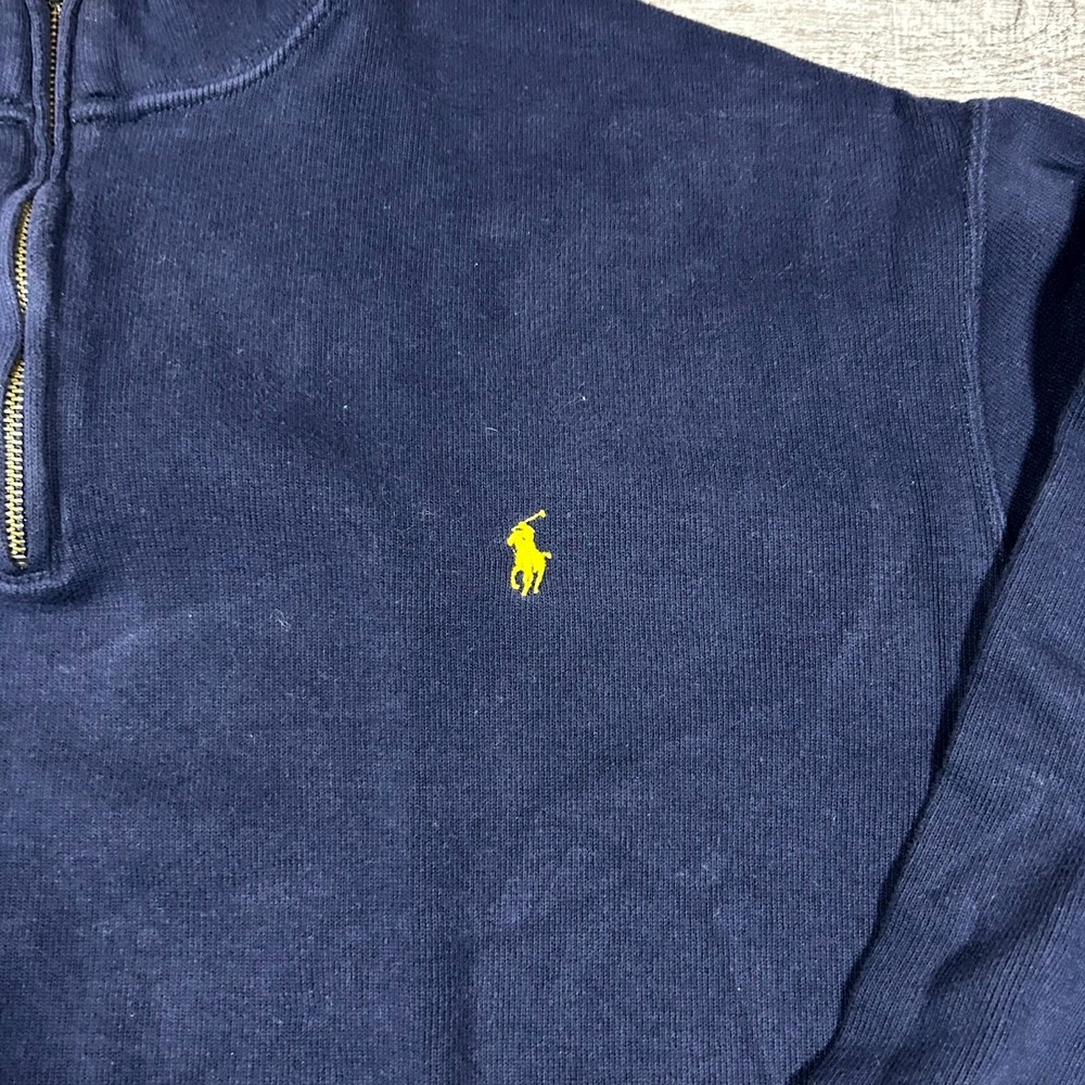 Polo Ralph Lauren Quarter Zip Pullover Mens 2XLT Navy Blue Good Cotton Sweater - Picture 2 of 8
